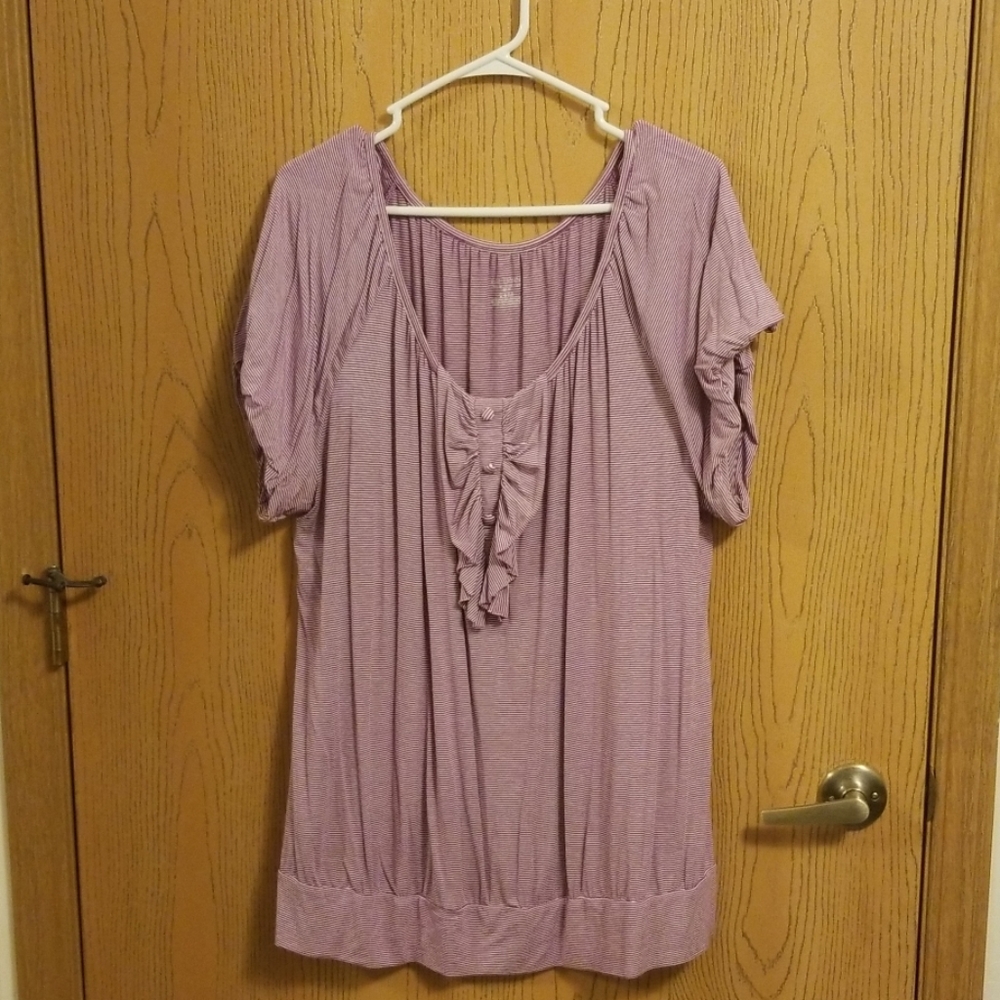 Lane Bryant Purple and White Striped Blouse